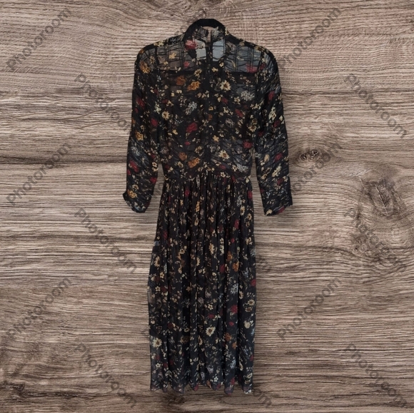 Dôen Black & Multicolour Silk Floral Sheer Dress - Picture 6 of 9
